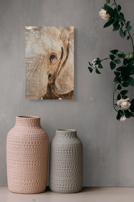 Tablou Canvas, "Căldura privirii unui elefant", Elefant, Majestuos, Impresionant, Puternic, Seren, Rugos, Venerabil, Natural, Profund, Inspirator, 26 x 39 cm – poza 6