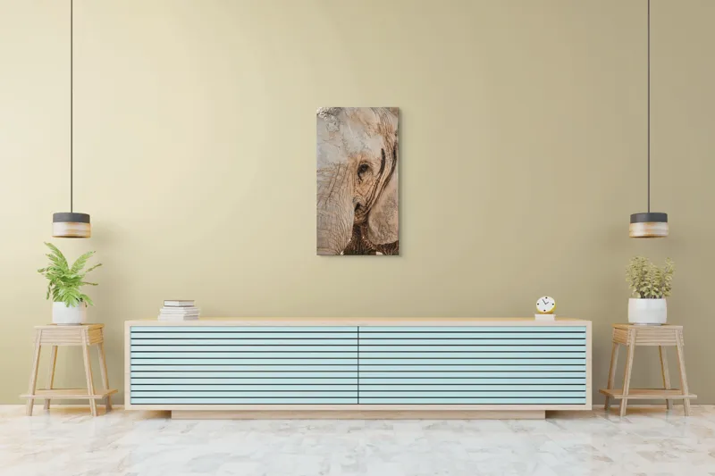 Tablou Canvas, "Căldura privirii unui elefant", Elefant, Majestuos, Impresionant, Puternic, Seren, Rugos, Venerabil, Natural, Profund, Inspirator, 50 x 90 cm – poza 6