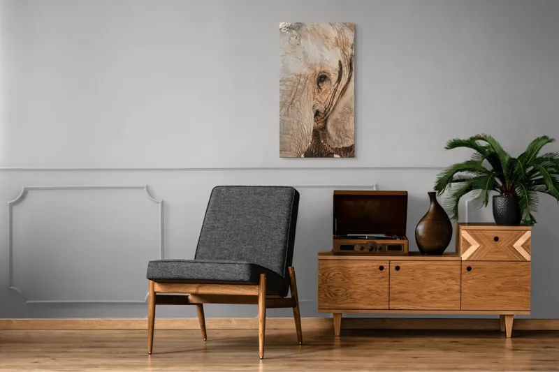 Tablou Canvas, "Căldura privirii unui elefant", Elefant, Majestuos, Impresionant, Puternic, Seren, Rugos, Venerabil, Natural, Profund, Inspirator, 50 x 90 cm – poza 8