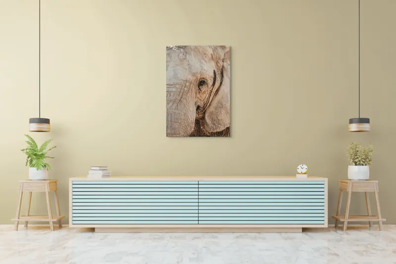 Tablou Canvas, "Căldura privirii unui elefant", Elefant, Majestuos, Impresionant, Puternic, Seren, Rugos, Venerabil, Natural, Profund, Inspirator, 70 x 100 cm – poza 5