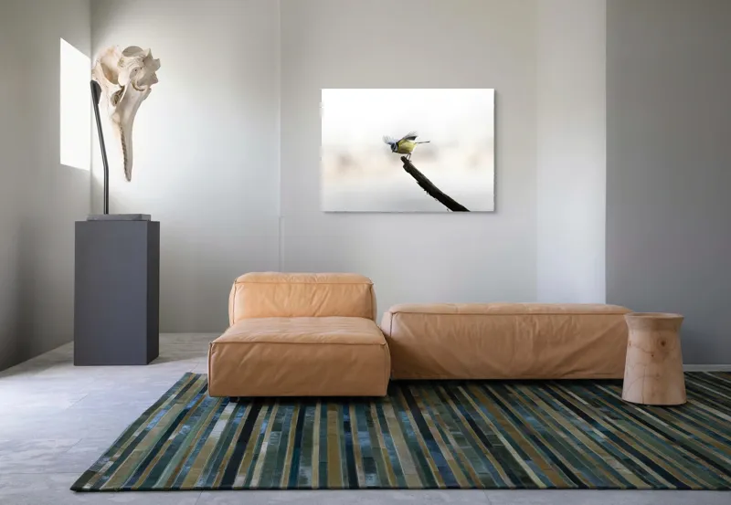 Tablou Canvas, "Pasărea albastră pe ramura uscată", Pene, Zbor, Ramură, Delicatețe, Natură, Pasăre, 100 x 70 cm – poza 7