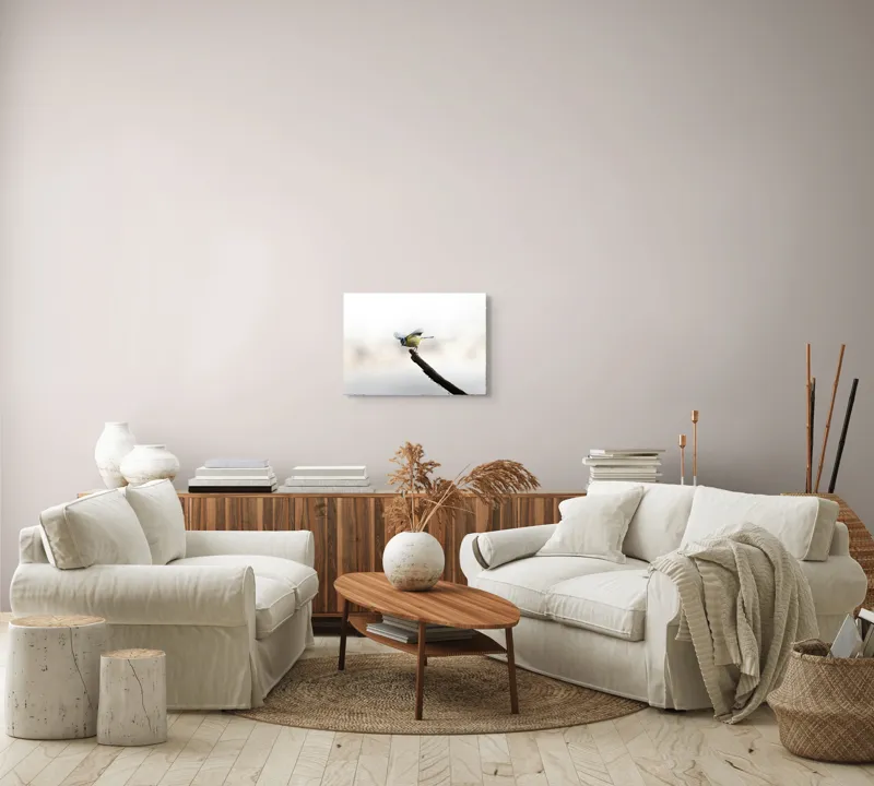 Tablou Canvas, "Pasărea albastră pe ramura uscată", Pene, Zbor, Ramură, Delicatețe, Natură, Pasăre, 54 x 39 cm – poza 5