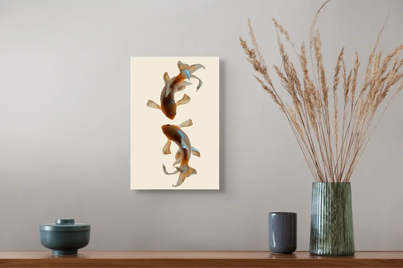 Tablou Canvas pe peștii koi: Armonie și Eleganță în Natură, 26 x 39 cm – poza 5