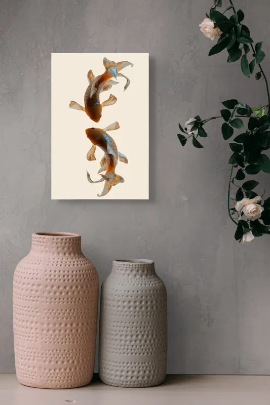 Tablou Canvas pe peștii koi: Armonie și Eleganță în Natură, 26 x 39 cm – poza 6