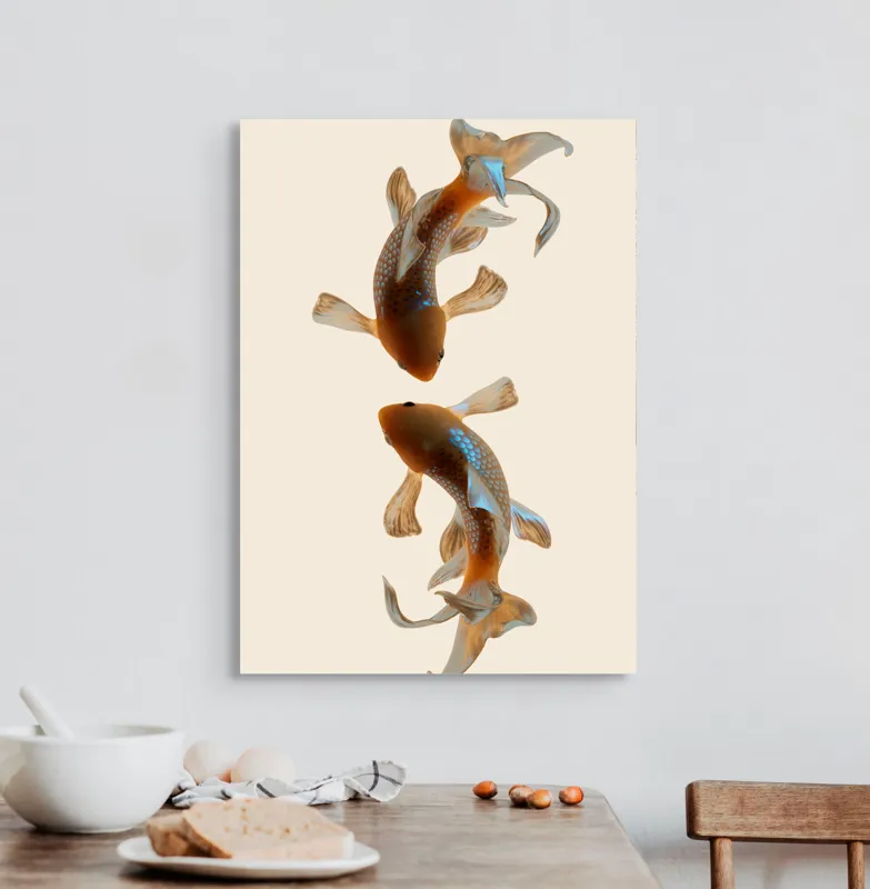 Tablou Canvas pe peștii koi: Armonie și Eleganță în Natură, 50 x 70 cm – poza 3