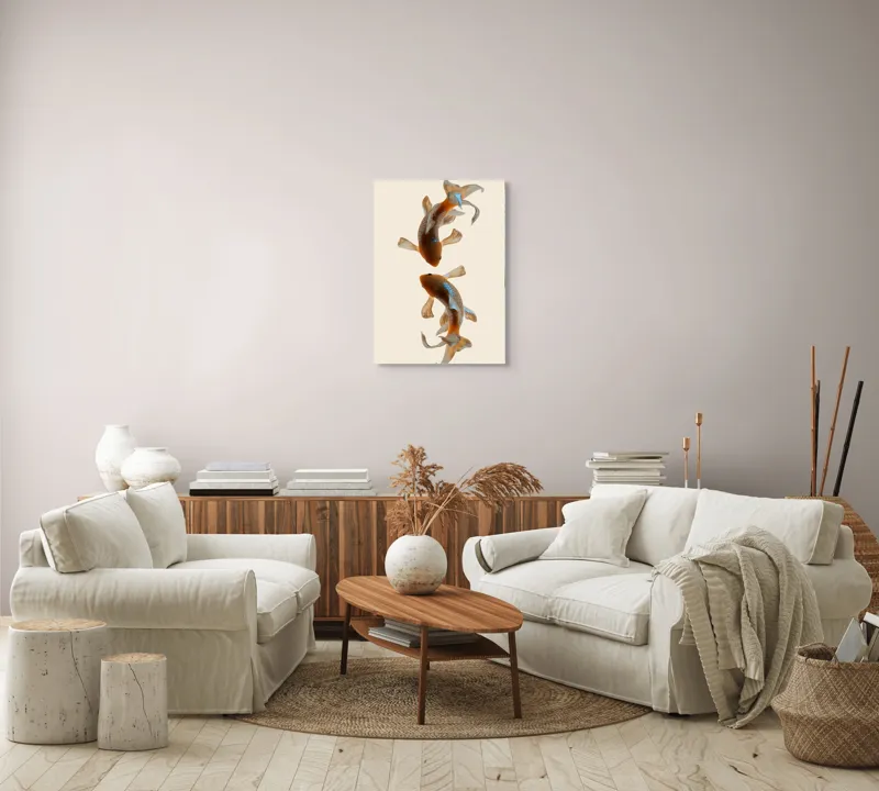 Tablou Canvas pe peștii koi: Armonie și Eleganță în Natură, 50 x 70 cm – poza 4