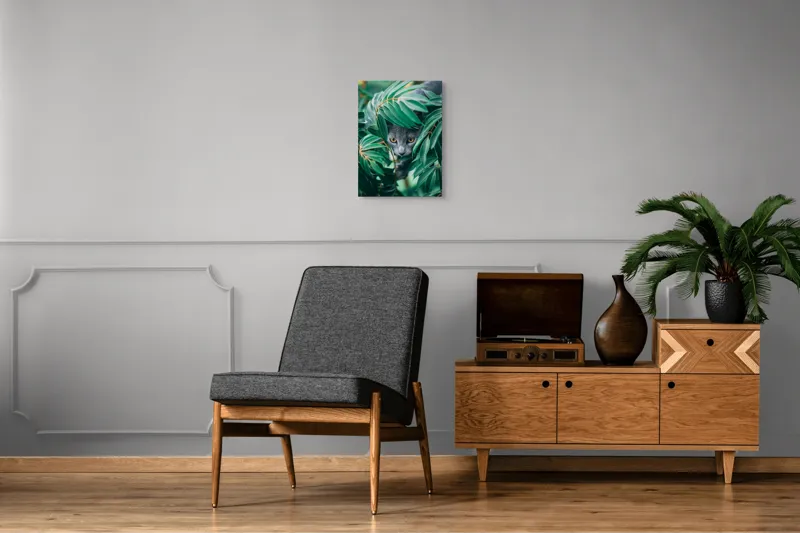 Tablou Canvas Pisică în Tufiș Verde Natură Misterioasă, 39 x 54 cm – poza 8