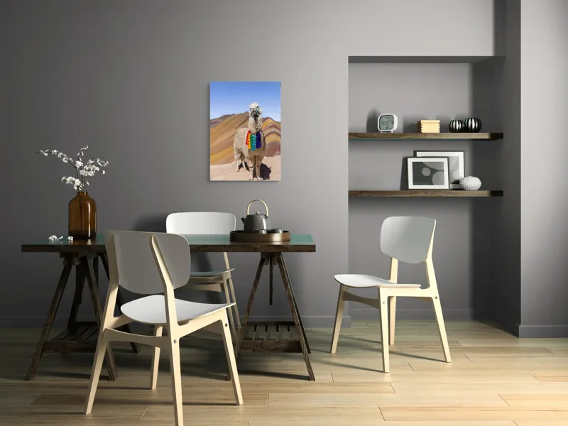 Tablou Canvas Lama în culorile curcubeului Andin Peisaj Montan Decorativ, 50 x 70 cm – poza 5