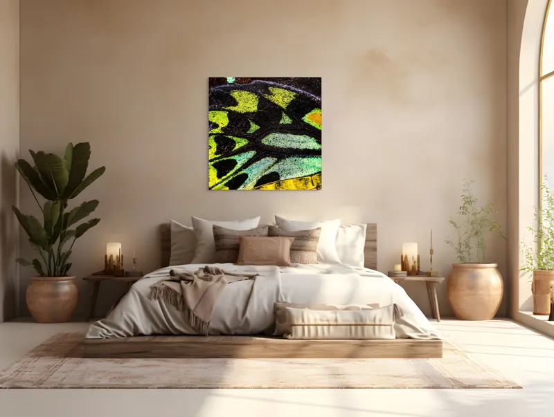 Tablou Canvas, "Splendoarea aripilor de fluture exotice", Culori, Texturi, Irizație, Aripi, Natură, Strălucire, Detalii, Frumusețe, Contrast, Model., 100 x 100 cm – poza 4