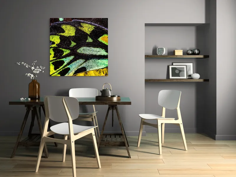 Tablou Canvas, "Splendoarea aripilor de fluture exotice", Culori, Texturi, Irizație, Aripi, Natură, Strălucire, Detalii, Frumusețe, Contrast, Model., 100 x 100 cm – poza 6