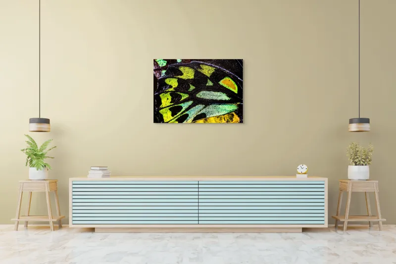 Tablou Canvas, "Splendoarea aripilor de fluture exotice", Culori, Texturi, Irizație, Aripi, Natură, Strălucire, Detalii, Frumusețe, Contrast, Model., 100 x 70 cm – poza 4