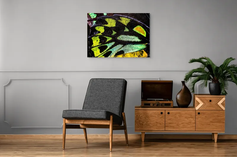 Tablou Canvas, "Splendoarea aripilor de fluture exotice", Culori, Texturi, Irizație, Aripi, Natură, Strălucire, Detalii, Frumusețe, Contrast, Model., 100 x 70 cm – poza 8