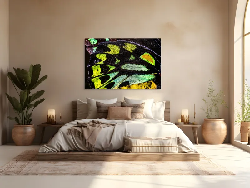 Tablou Canvas, "Splendoarea aripilor de fluture exotice", Culori, Texturi, Irizație, Aripi, Natură, Strălucire, Detalii, Frumusețe, Contrast, Model., 150 x 100 cm – poza 4