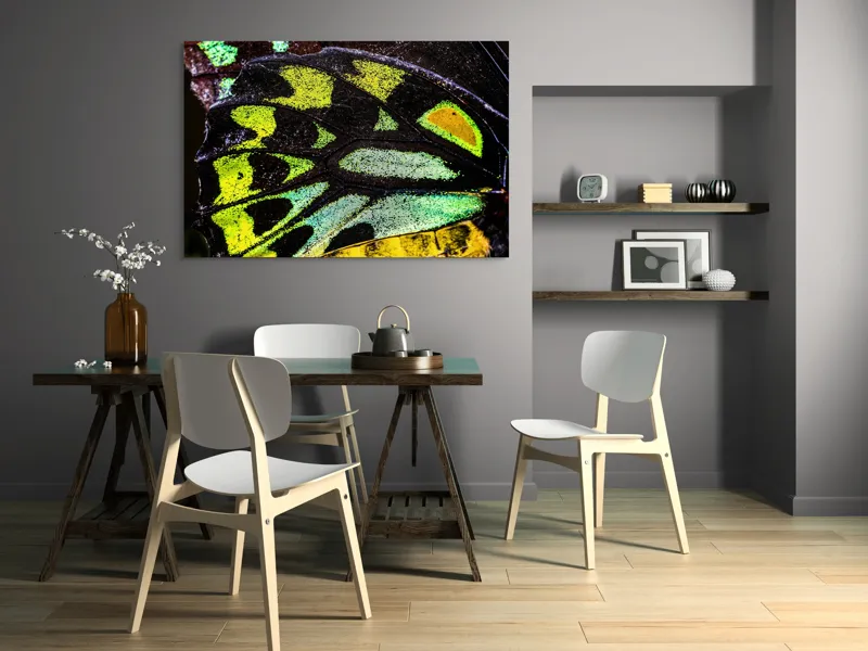 Tablou Canvas, "Splendoarea aripilor de fluture exotice", Culori, Texturi, Irizație, Aripi, Natură, Strălucire, Detalii, Frumusețe, Contrast, Model., 150 x 100 cm – poza 5