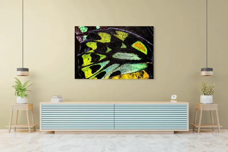 Tablou Canvas, "Splendoarea aripilor de fluture exotice", Culori, Texturi, Irizație, Aripi, Natură, Strălucire, Detalii, Frumusețe, Contrast, Model., 150 x 100 cm – poza 6