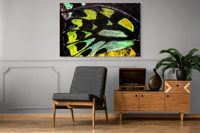 Tablou Canvas, "Splendoarea aripilor de fluture exotice", Culori, Texturi, Irizație, Aripi, Natură, Strălucire, Detalii, Frumusețe, Contrast, Model., 150 x 100 cm – poza 8