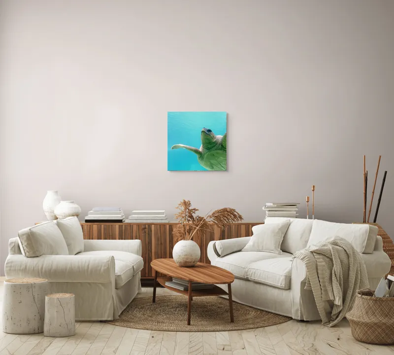 Tablou Canvas, "Țestoasa în albastrul oceanului liniștit", Turtle, Water, Graceful, Swimming, Tranquil, 50 x 50 cm – poza 7