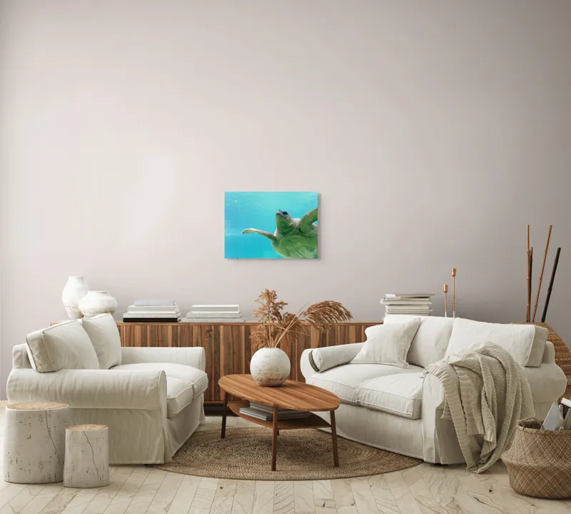 Tablou Canvas, "Țestoasa în albastrul oceanului liniștit", Turtle, Water, Graceful, Swimming, Tranquil, 54 x 39 cm – poza 5