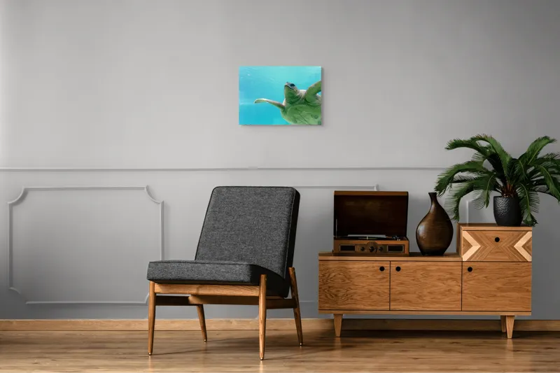 Tablou Canvas, "Țestoasa în albastrul oceanului liniștit", Turtle, Water, Graceful, Swimming, Tranquil, 54 x 39 cm – poza 7