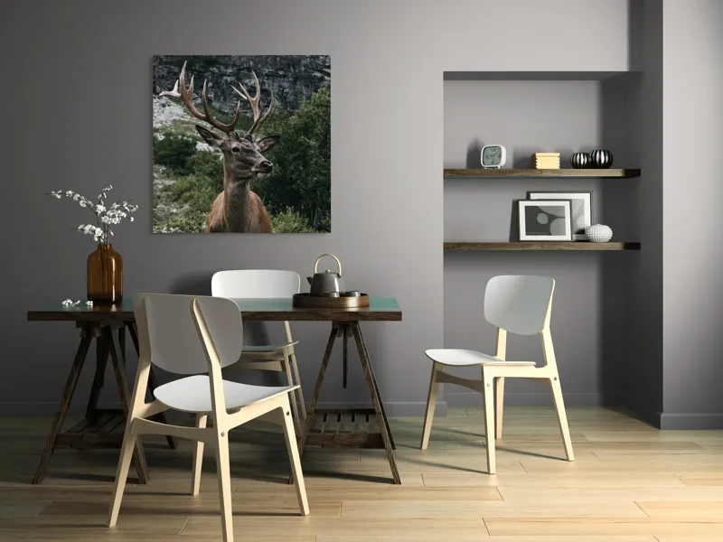 Tablou Canvas Cerb în Munții Verzi pe Fundal Natural, 100 x 100 cm – poza 6