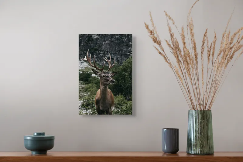Tablou Canvas Cerb în Munții Verzi pe Fundal Natural, 26 x 39 cm – poza 5