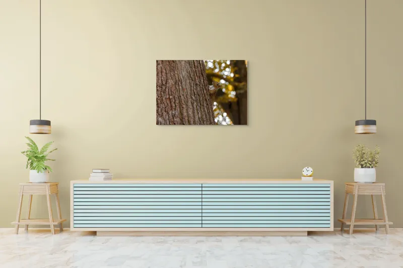 Tablou Canvas Veveriță pe Copac, Natură și Frunze de Toamnă Maro, 100 x 70 cm – poza 4