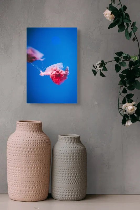 Tablou Canvas Meduză Subacvatică Albastră Artă Marină, 26 x 39 cm – poza 6