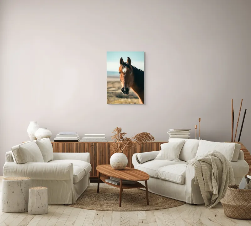 Tablou Canvas Cal în bătaia vântului de toamnă pe peisaj natură, 50 x 70 cm – poza 4
