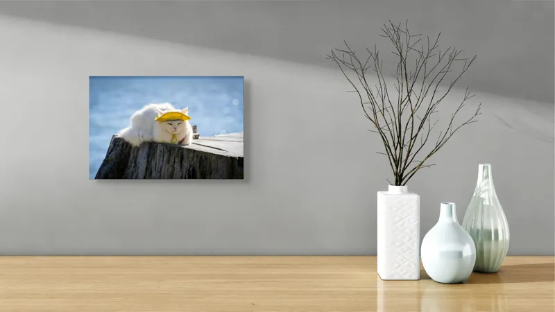 Tablou Canvas Pisică pe Malul Mării - Relaxare și Odihnă Naturală, 39 x 26 cm – poza 8