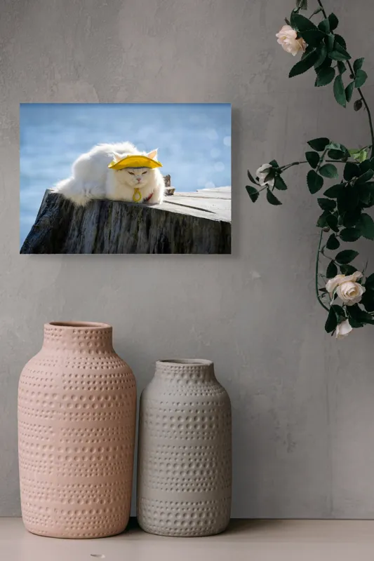 Tablou Canvas Pisică pe Malul Mării - Relaxare și Odihnă Naturală, 54 x 39 cm – poza 8