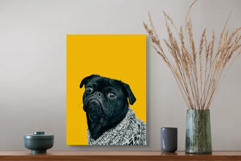 Tablou Canvas Pug în Pulover Croșetat - Artă Expresivă, 39 x 54 cm – poza 3