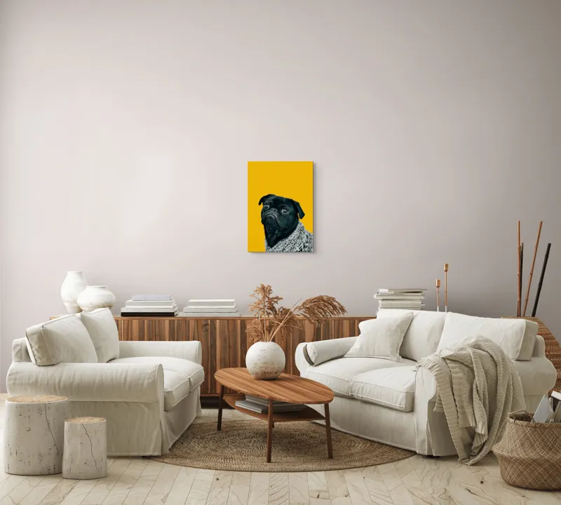 Tablou Canvas Pug în Pulover Croșetat - Artă Expresivă, 39 x 54 cm – poza 5