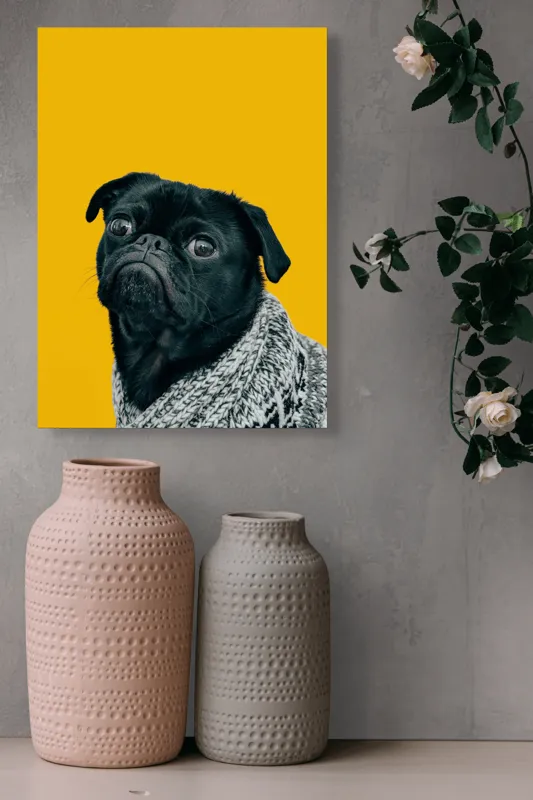 Tablou Canvas Pug în Pulover Croșetat - Artă Expresivă, 39 x 54 cm – poza 6