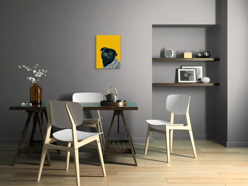 Tablou Canvas Pug în Pulover Croșetat - Artă Expresivă, 39 x 54 cm – poza 7