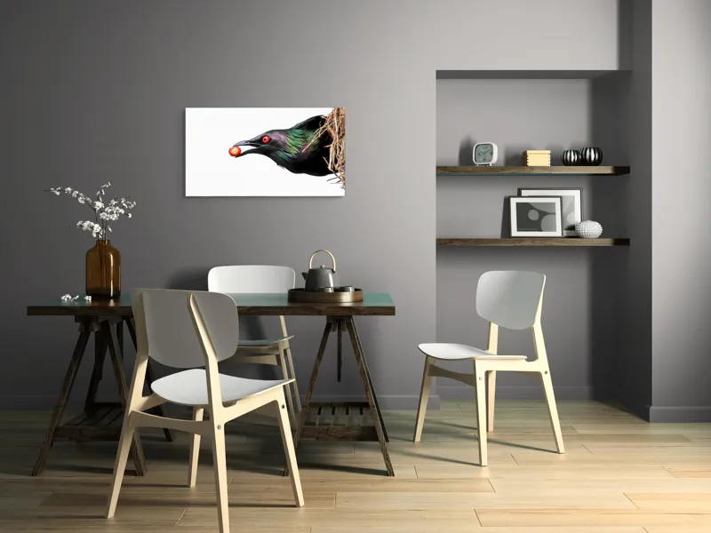 Tablou Canvas Pasăre irizantă roșie, art decor mural, 90 x 50 cm – poza 3