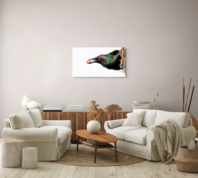 Tablou Canvas Pasăre irizantă roșie, art decor mural, 90 x 50 cm – poza 4