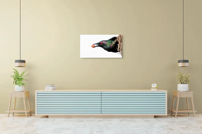 Tablou Canvas Pasăre irizantă roșie, art decor mural, 90 x 50 cm – poza 5