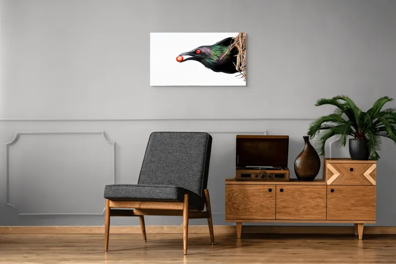 Tablou Canvas Pasăre irizantă roșie, art decor mural, 90 x 50 cm – poza 6