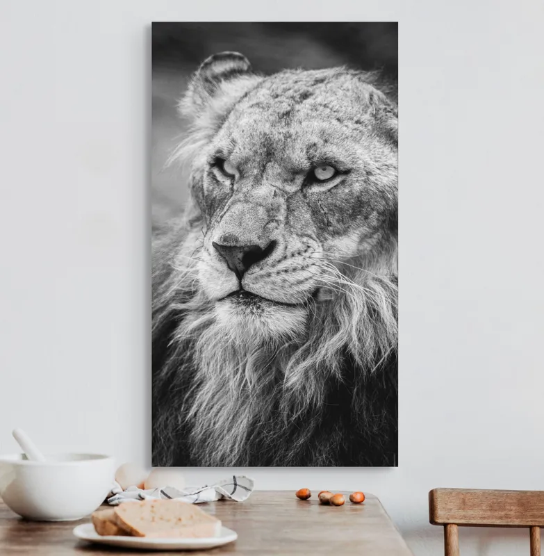 Tablou Canvas Leu Majestuos Regele Savanei Africane Artă Murală, 50 x 90 cm – poza 3