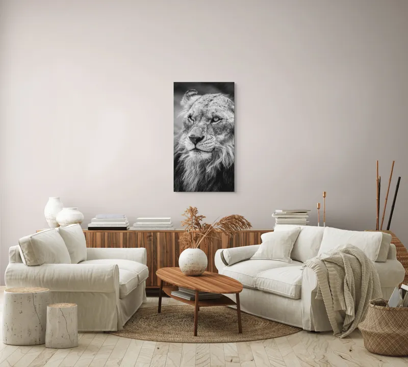 Tablou Canvas Leu Majestuos Regele Savanei Africane Artă Murală, 50 x 90 cm – poza 7
