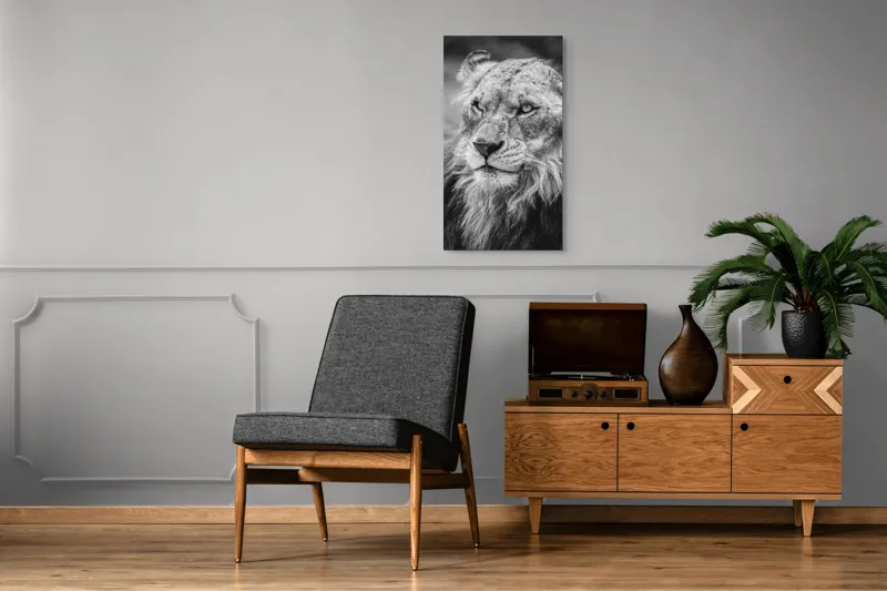 Tablou Canvas Leu Majestuos Regele Savanei Africane Artă Murală, 50 x 90 cm – poza 8