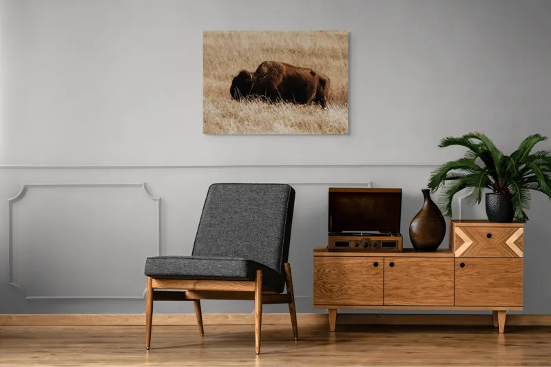 Tablou Canvas Bizon în Natură Sălbatică Pastel, 100 x 70 cm – poza 8