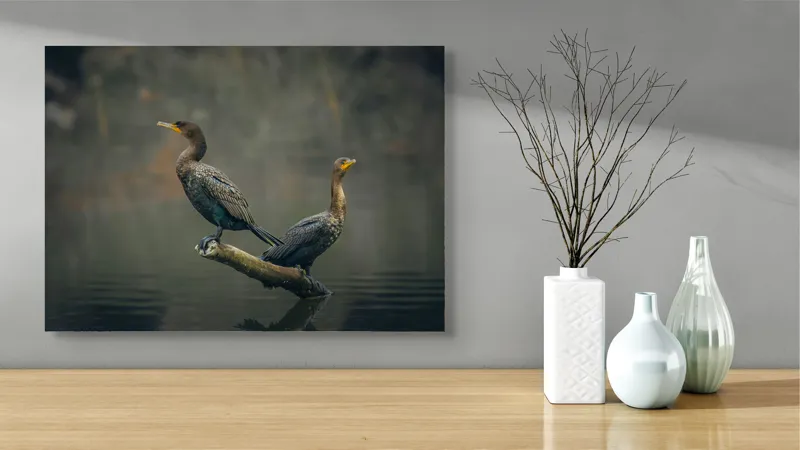 Tablou Canvas Cormorani pe peisajul acvatic, 70 x 50 cm – poza 3