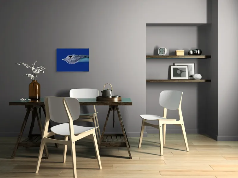 Tablou Canvas, "Pasărea albastră a adâncurilor misterioase", Pisică-De-Mare, Albastru, Ocean, Eleganță, Grație, Apă, Subacvatic, Culoare, Liniște, Formă, 54 x 39 cm – poza 6