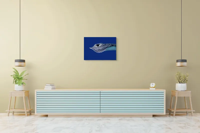 Tablou Canvas, "Pasărea albastră a adâncurilor misterioase", Pisică-De-Mare, Albastru, Ocean, Eleganță, Grație, Apă, Subacvatic, Culoare, Liniște, Formă, 70 x 50 cm – poza 7