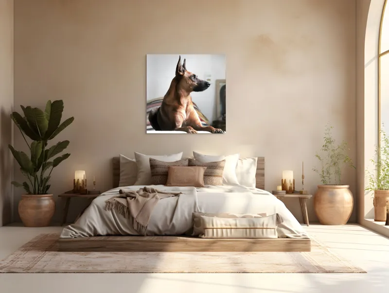 Tablou Canvas, "Câine elegant contemplând orizontul liniștit", 100 x 100 cm – poza 4