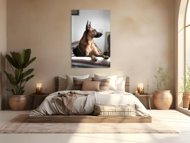 Tablou Canvas, "Câine elegant contemplând orizontul liniștit", 100 x 150 cm – poza 3
