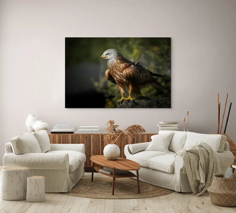 Tablou Canvas, "Privighetoarea cerurilor pe stâncă ", Majestuos, Vultur, Penaj, Privire, Stâncă, Natură, Cer, Sălbăticie., 150 x 100 cm – poza 3