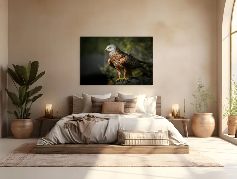 Tablou Canvas, "Privighetoarea cerurilor pe stâncă ", Majestuos, Vultur, Penaj, Privire, Stâncă, Natură, Cer, Sălbăticie., 150 x 100 cm – poza 4
