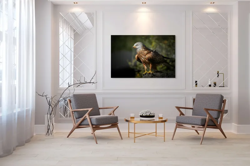Tablou Canvas, "Privighetoarea cerurilor pe stâncă ", Majestuos, Vultur, Penaj, Privire, Stâncă, Natură, Cer, Sălbăticie., 150 x 100 cm – poza 7